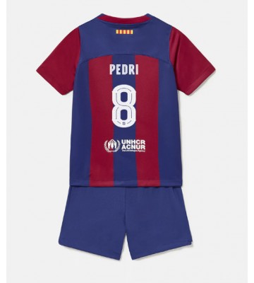 Barcelona Pedri Gonzalez #8 Koszulka Podstawowych Dziecięca 2023-24 Krótki Rękaw (+ Krótkie spodenki)